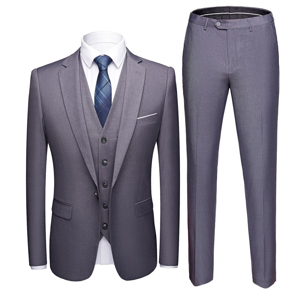 Men's 3 Piece Suits Elegant Wedding Dress Blazers Set Luxury Full Coat Pants Design With Business Fit Jacket And Vest