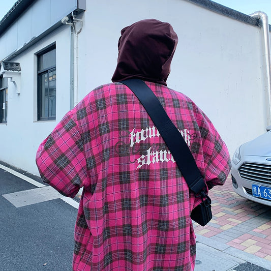 Autumn New Plaid Hooded Long Sleeve Shirts Men's Shirt Neutral Woman Sweatshirt Coat College Fashion Casual Oversize Hip Hop