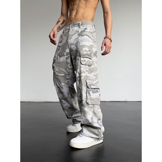 Streetwear Fashion Men Camouflage Cargo Pants Multi-pocket Hip Hop Male Clothing Loose Sports Aesthetic Tactical Wide Trousers