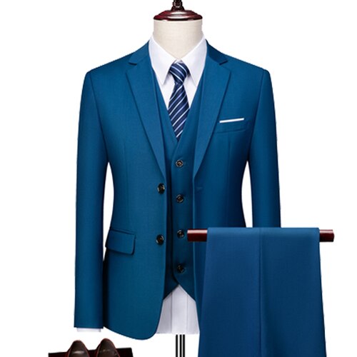 Men Blazers Set Suits For Wedding Elegant Luxury 3 Pieces Business Formal Vest Pants Full Coats Jackets 2023 Free Shipping