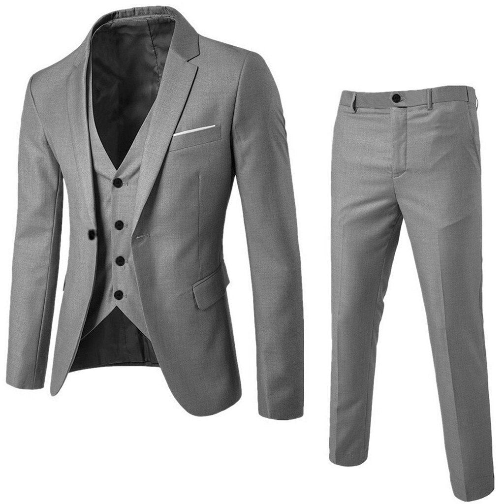 Men Blazers 3 Pieces Sets Business 2 Suits Vest Pants Blue Coats Wedding 2022 Formal Elegant Jackets Korean Luxury Free Shipping