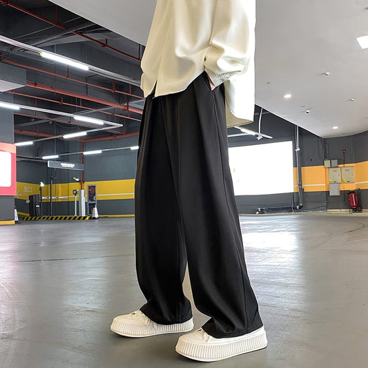 2023 Spring Summer New Men Pleated Wide Leg Pants Korean Mens Black Loose Casual Harem Pants Japanese Streetwear 5XL