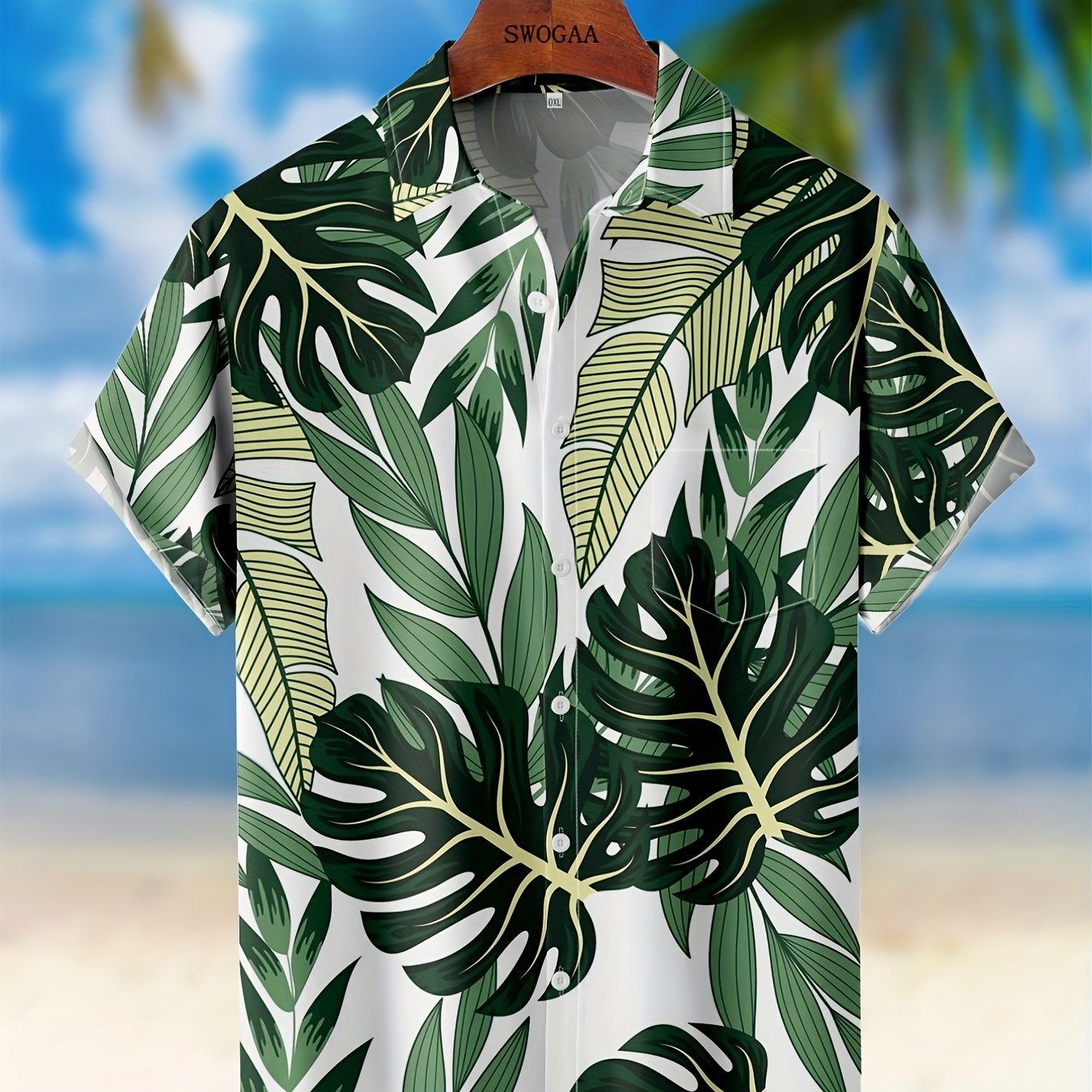 Coconut Print Men's Short Sleeve Shirt - Hawaiian Style Casual Wear