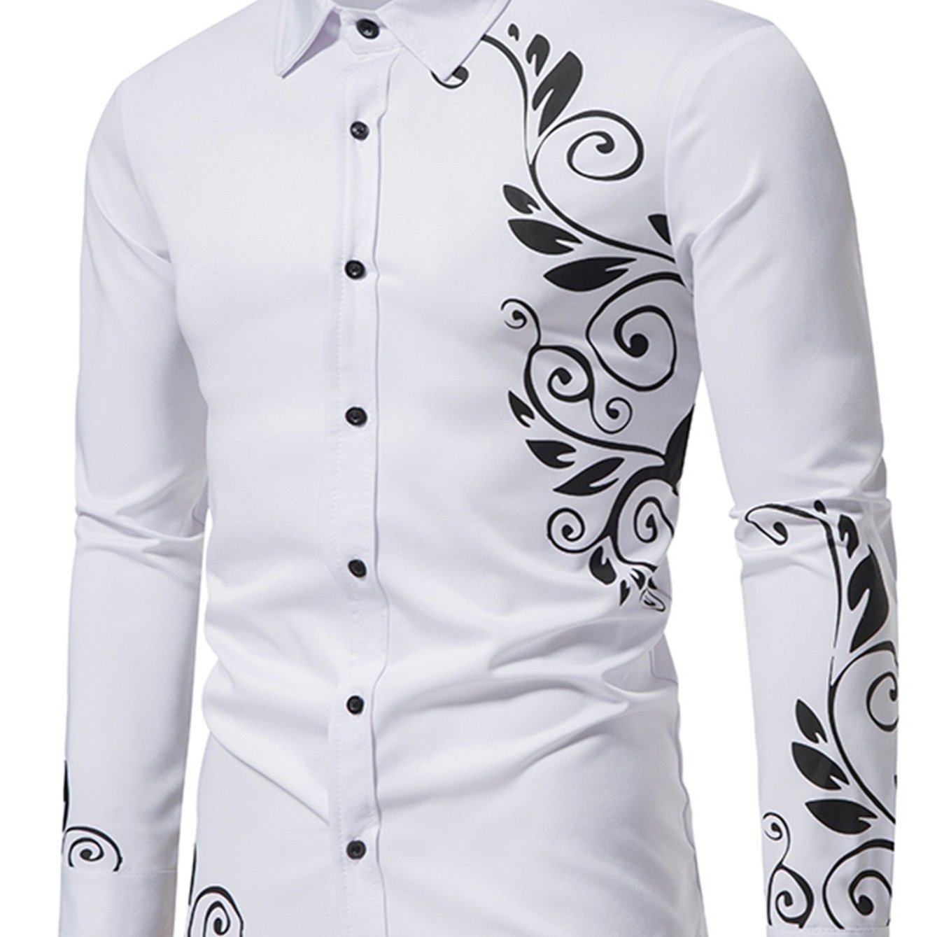 Make a Statement in This Stylish Men's Gold-Printed Long-Sleeved Shirt