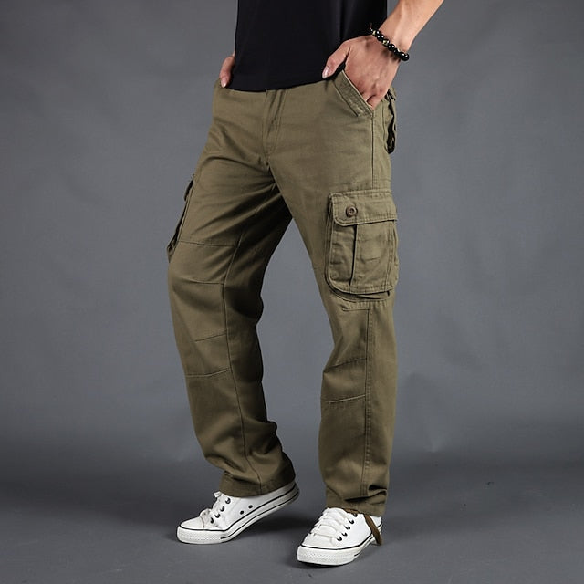 Men's Cargo Pants Cargo Trousers Trousers Tactical Work Pants Straight Leg Flap Pocket Plain Comfort Breathable Full Length Outdoor Work Basic Tactical Gray Green Grass Green Inelastic