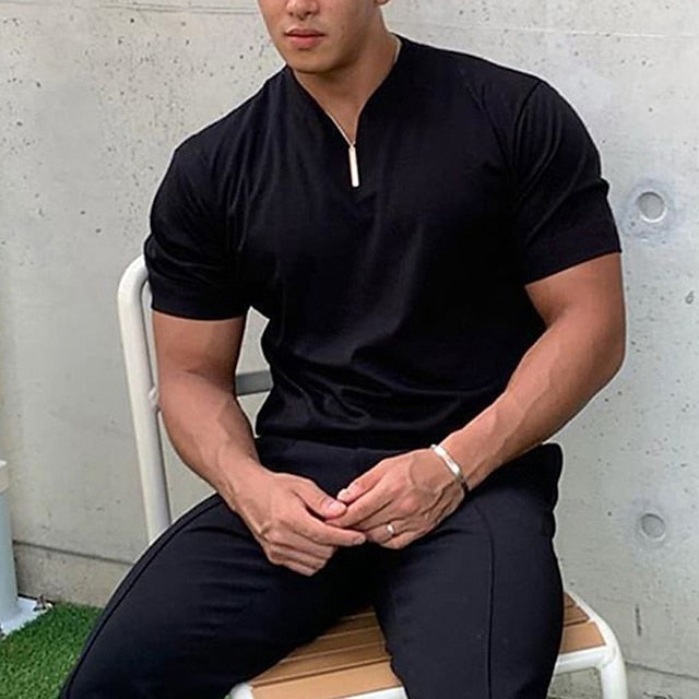 Men's T shirt Tee Plain V Neck Casual Holiday Short Sleeve Clothing Apparel Sports Fashion Lightweight Muscle