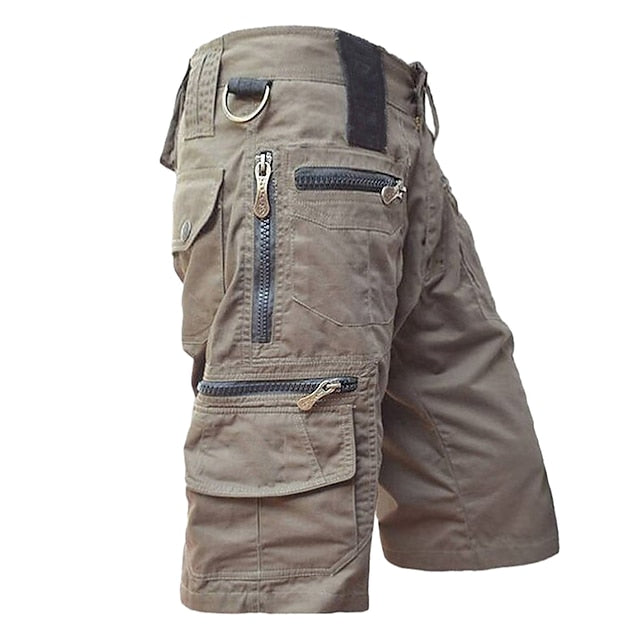 Men's Tactical Shorts Cargo Shorts Zipper Pocket Multi Pocket Plain Comfort Wearable Calf-Length Casual Daily Holiday 100% Cotton Sports Fashion Black Light Green