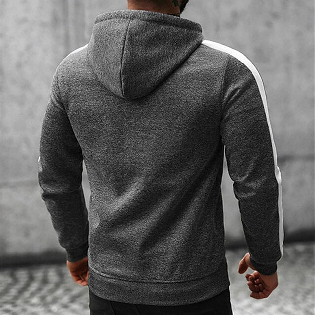 Men's Hoodie Black Navy Blue Green Gray Hooded Color Block Plain Patchwork Sports & Outdoor Daily Holiday Streetwear Cool Casual Spring &  Fall Clothing Apparel Hoodies Sweatshirts