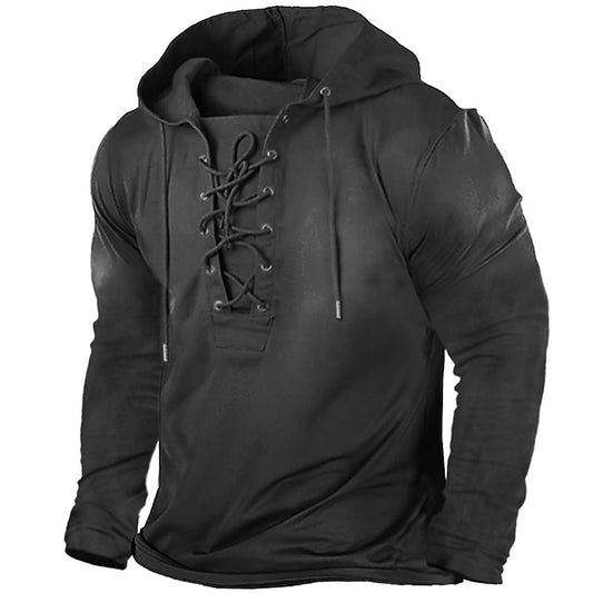 Men's Pullover Hoodie Sweatshirt Pullover Black Army Green Dark Gray Red Brown Hooded Graphic Prints Lace up Casual Daily Sports 3D Print Basic Streetwear Casual Spring &  Fall Clothing Apparel