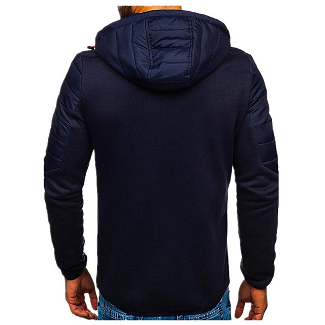 Men's Hoodie Full Zip Hoodie Jacket Outerwear Black Navy Blue Gray Hooded Color Block Patchwork Sports & Outdoor Daily Holiday Streetwear Cool Casual Fall & Winter Clothing Apparel Hoodies