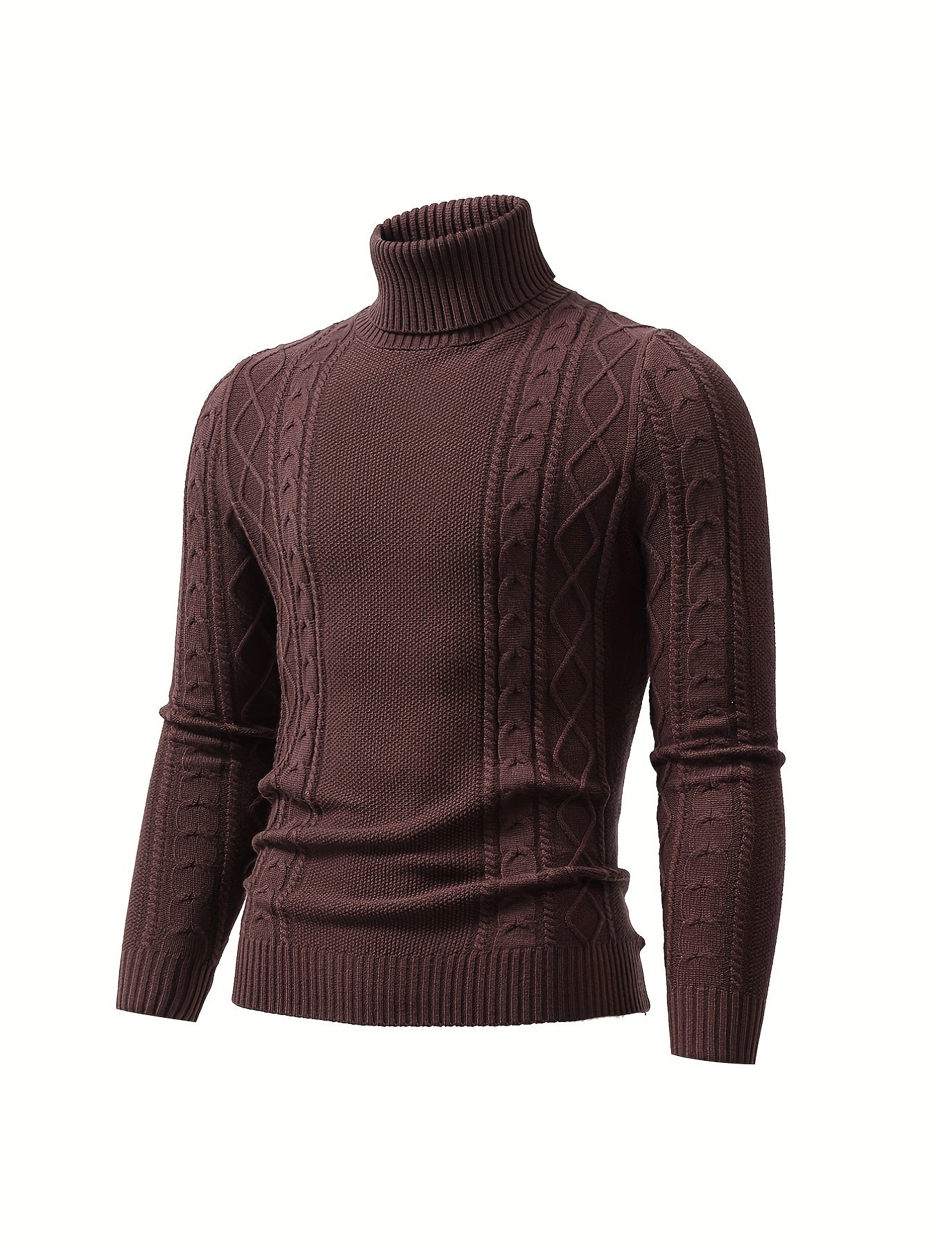 Foruwish - Men's Plain Turtleneck Sweater, Trendy High Stretch Fashion Comfy Thermal Tops