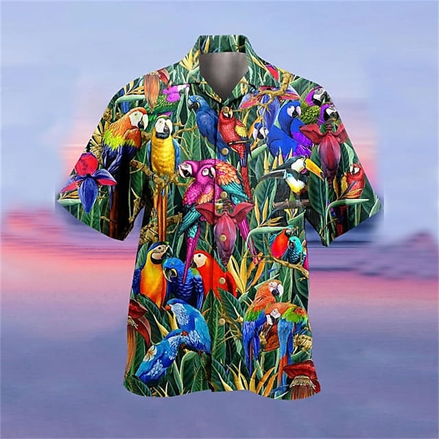 Men's Shirt Summer Hawaiian Shirt Graphic Prints Hippie Bus Turndown Light Yellow Blue-Green Black Light Green Purple Casual Hawaiian Short Sleeve Button-Down Print Clothing Apparel Tropical Fashion