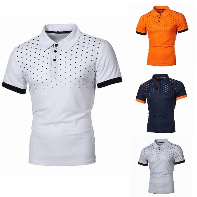 Men's Golf Shirt Polo Outdoor Casual Polo Collar Classic Short Sleeve Basic Classic Gradient Dot Button Front Summer Regular Fit Black / Red White Red Navy Blue Orange Dark Gray Golf Shirt