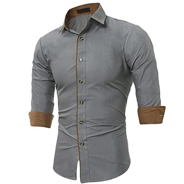 Men's Button Up Shirt Dress Shirt Collared Shirt Black White Grey Long Sleeve Plain Collar Spring, Fall, Winter, Summer Wedding Work Clothing Apparel collared shirts