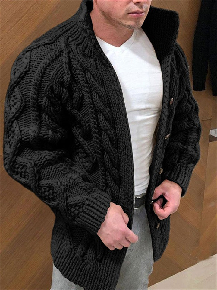 Men's Solid Color Thick Cardigan Sweater