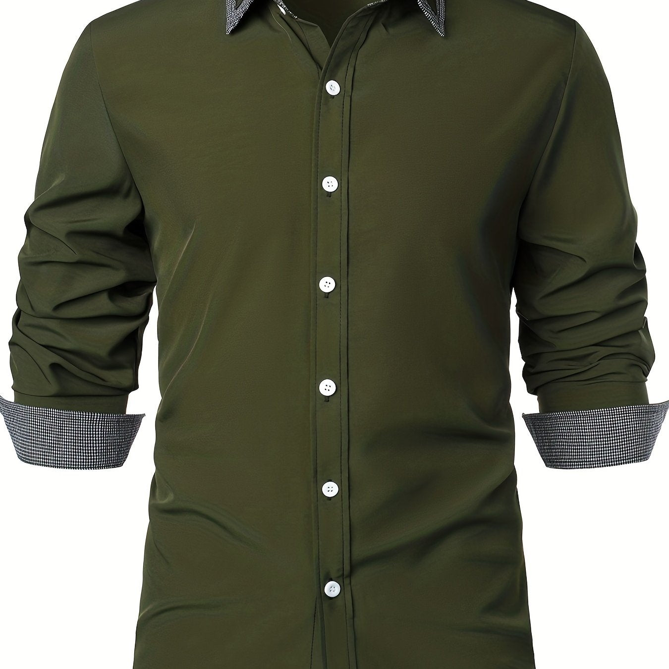 Stylish Men's Plaid Button Down Shirt - Perfect for Business Casual Dress and Comfortable Long Sleeves