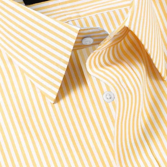 Men's Button Up Shirt Dress Shirt Collared Shirt Yellow Blue Green Long Sleeve Striped Turndown Summer Spring Wedding Outdoor Clothing Apparel Button-Down