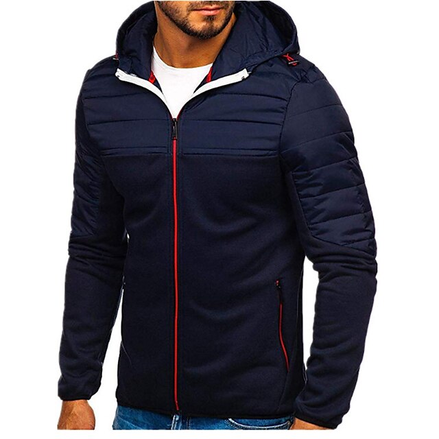 Men's Hoodie Full Zip Hoodie Jacket Outerwear Black Navy Blue Gray Hooded Color Block Patchwork Sports & Outdoor Daily Holiday Streetwear Cool Casual Fall & Winter Clothing Apparel Hoodies