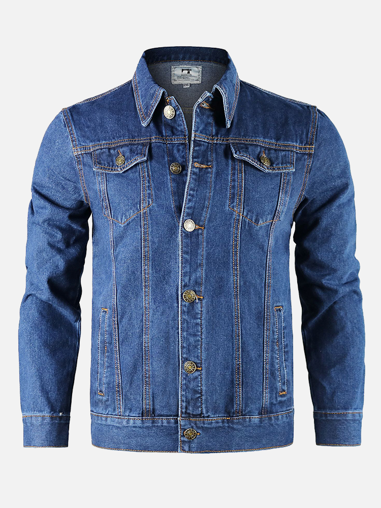 Foruwish - Mens Classic Slim Fit Casual Denim Jackets