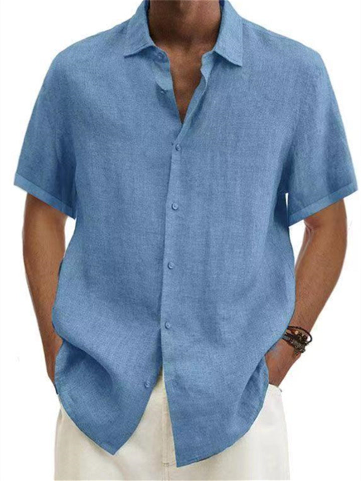 Men's Shirt Linen Shirt Casual Shirt Summer Shirt Beach Shirt Button Down Shirt Black White Blue Short Sleeve Plain Lapel Summer Casual Daily Clothing Apparel