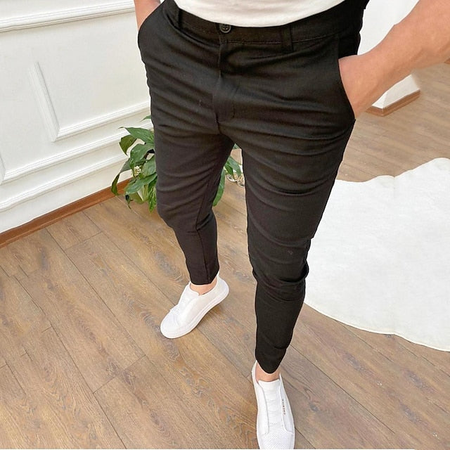 Men's Trousers Chinos Jogger Pants Pocket Plain Comfort Outdoor Full Length Formal Business Daily Streetwear Chino Black Blue Stretchy