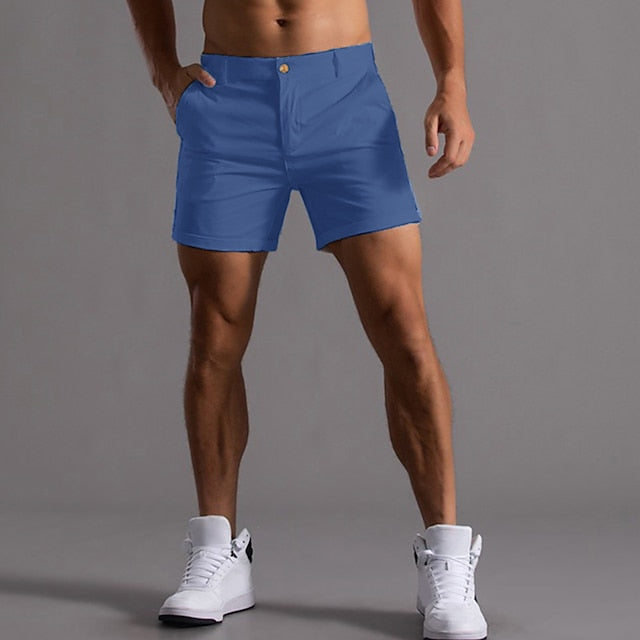 Men's Shorts Chino Shorts Bermuda shorts Work Shorts Pocket Straight Leg Plain Comfort Breathable Short Sports Outdoor Casual Daily Cotton Blend Fashion Streetwear Black White