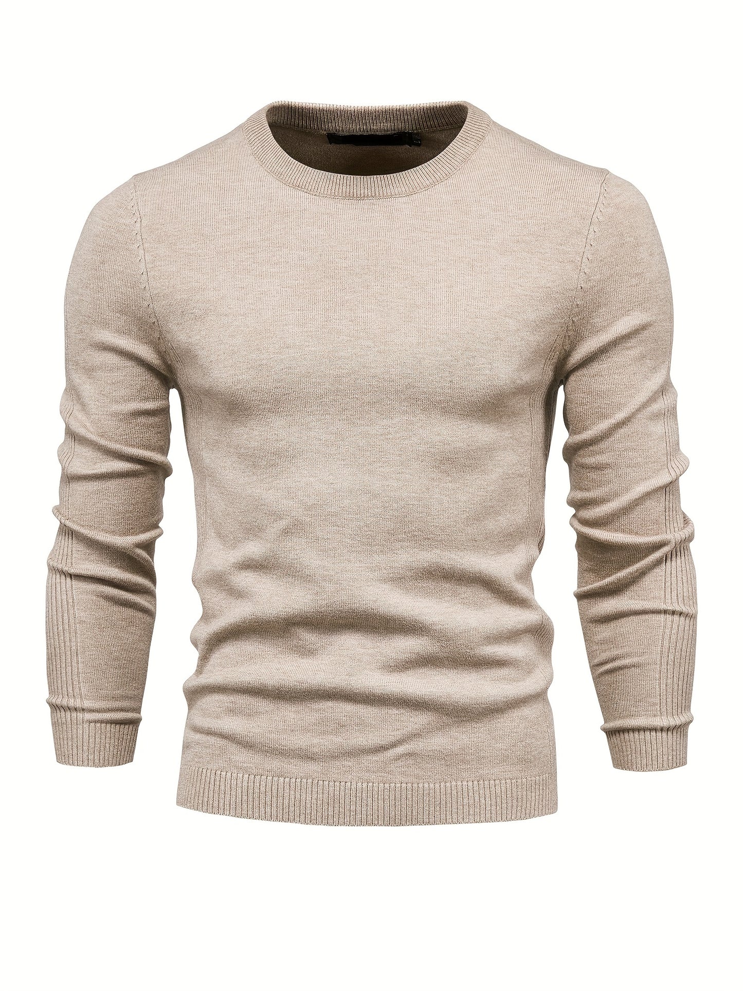 Foruwish - Men's Solid Color Crew Neck Slim Fit Knit Sweater