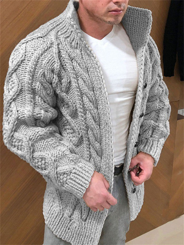 Men's Solid Color Thick Cardigan Sweater