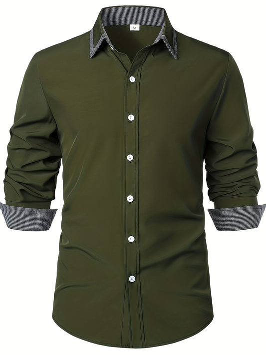 Stylish Men's Plaid Button Down Shirt - Perfect for Business Casual Dress and Comfortable Long Sleeves