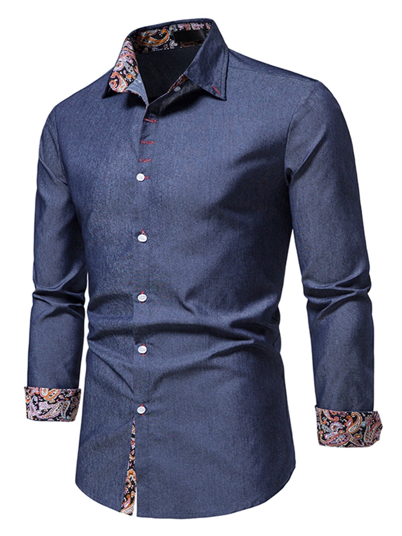 Stylish and Comfortable Men's Denim Clash Shirt with Long Sleeves