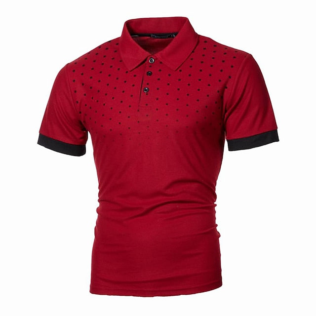 Men's Golf Shirt Polo Outdoor Casual Polo Collar Classic Short Sleeve Basic Classic Gradient Dot Button Front Summer Regular Fit Black / Red White Red Navy Blue Orange Dark Gray Golf Shirt