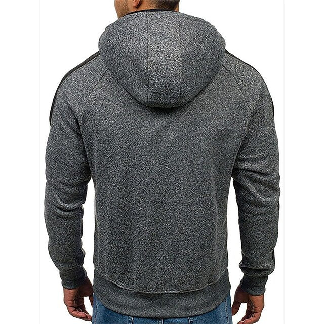 Men's Hoodie Full Zip Hoodie Jacket Outerwear Black Light Grey Dark Gray Hooded Color Block Patchwork Sports & Outdoor Daily Holiday Cool Casual Thin fleece Fall & Winter Clothing Apparel Hoodies