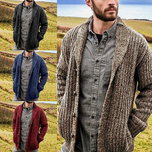 Men's Sweater Cardigan Sweater Knit Knitted Open Front Weekend Clothing Apparel Spring Fall Blue Brown S M L