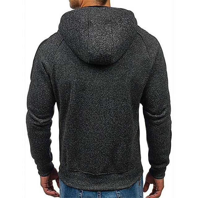 Men's Hoodie Full Zip Hoodie Jacket Outerwear Black Light Grey Dark Gray Hooded Color Block Patchwork Sports & Outdoor Daily Holiday Cool Casual Thin fleece Fall & Winter Clothing Apparel Hoodies