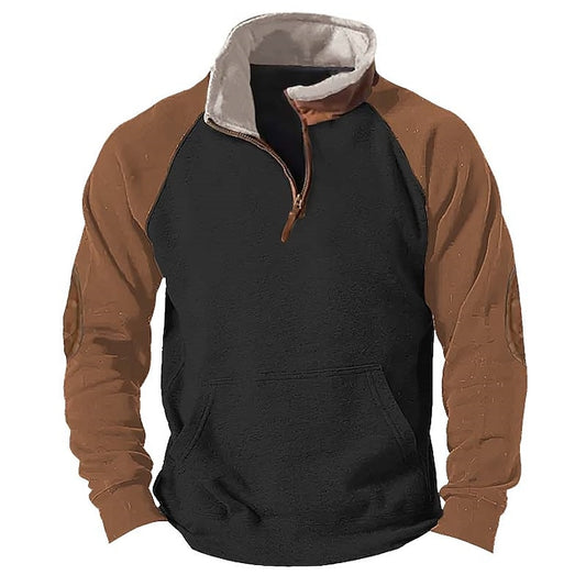 Men's Sweatshirt Zip Sweatshirt Black Blue Green Khaki Half Zip Color Block Patchwork Sports & Outdoor Daily Holiday Streetwear Basic Casual Spring &  Fall Clothing Apparel Hoodies Sweatshirts