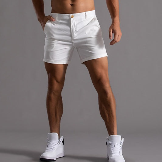 Men's Shorts Chino Shorts Bermuda shorts Work Shorts Pocket Plain Comfort Breathable Short Daily 100% Cotton Stylish Casual Black White Micro-elastic