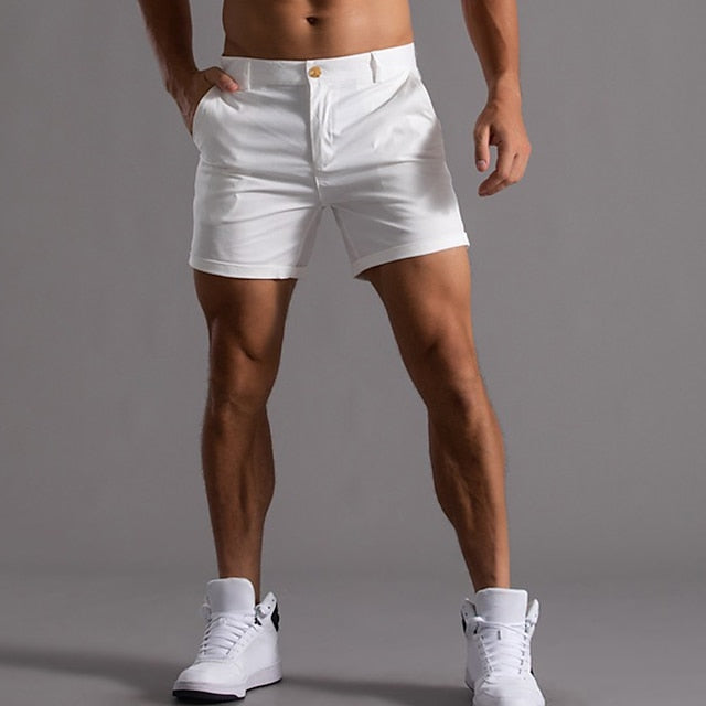 Men's Shorts Chino Shorts Bermuda shorts Work Shorts Pocket Straight Leg Plain Comfort Breathable Short Sports Outdoor Casual Daily Cotton Blend Fashion Streetwear Black White