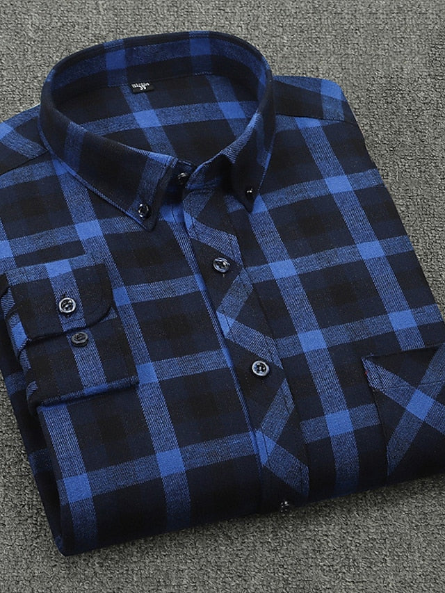 Men's Button Up Shirt Dress Shirt Plaid Shirt Collared Shirt A B C Long Sleeve Tartan Collar Spring Winter Wedding WorkWear Clothing Apparel Button-Down