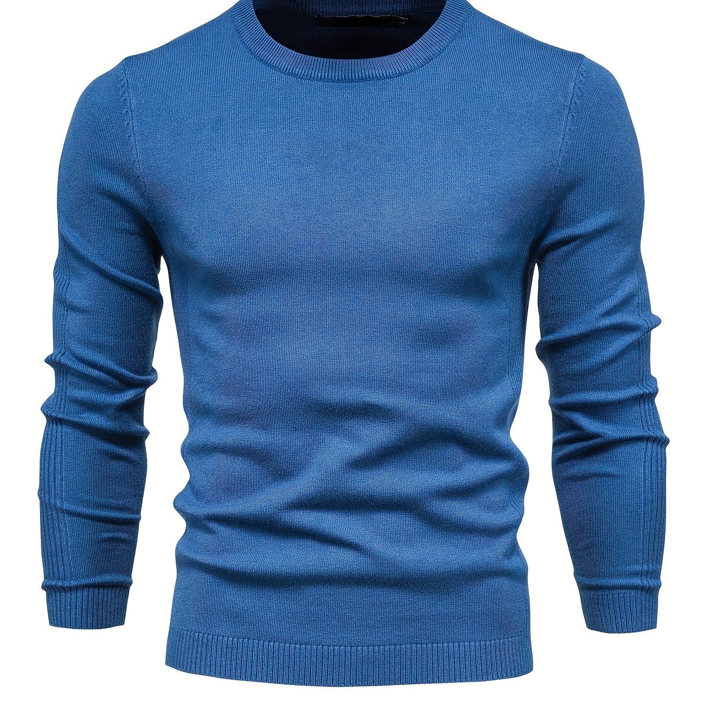 Foruwish - Men's Solid Color Crew Neck Slim Fit Knit Sweater