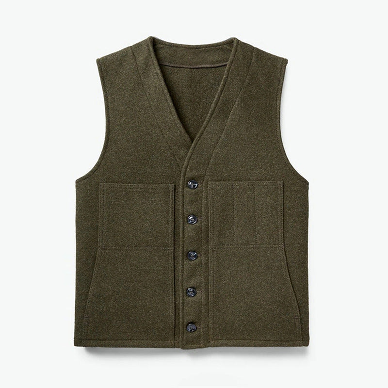 Foruwish - Men's Solid Navy Blue Vest  John/Kevin Costner Jacket Thick Woolen Wool With Big Pocket 5XL Oversize Dress LIke John West Style Vest