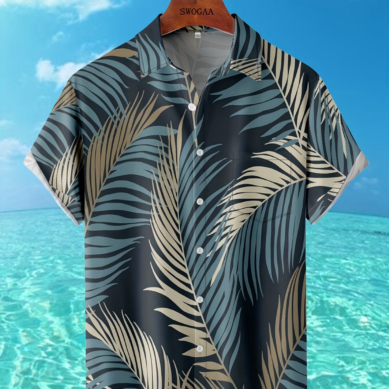 Coconut Print Men's Short Sleeve Shirt - Hawaiian Style Casual Wear