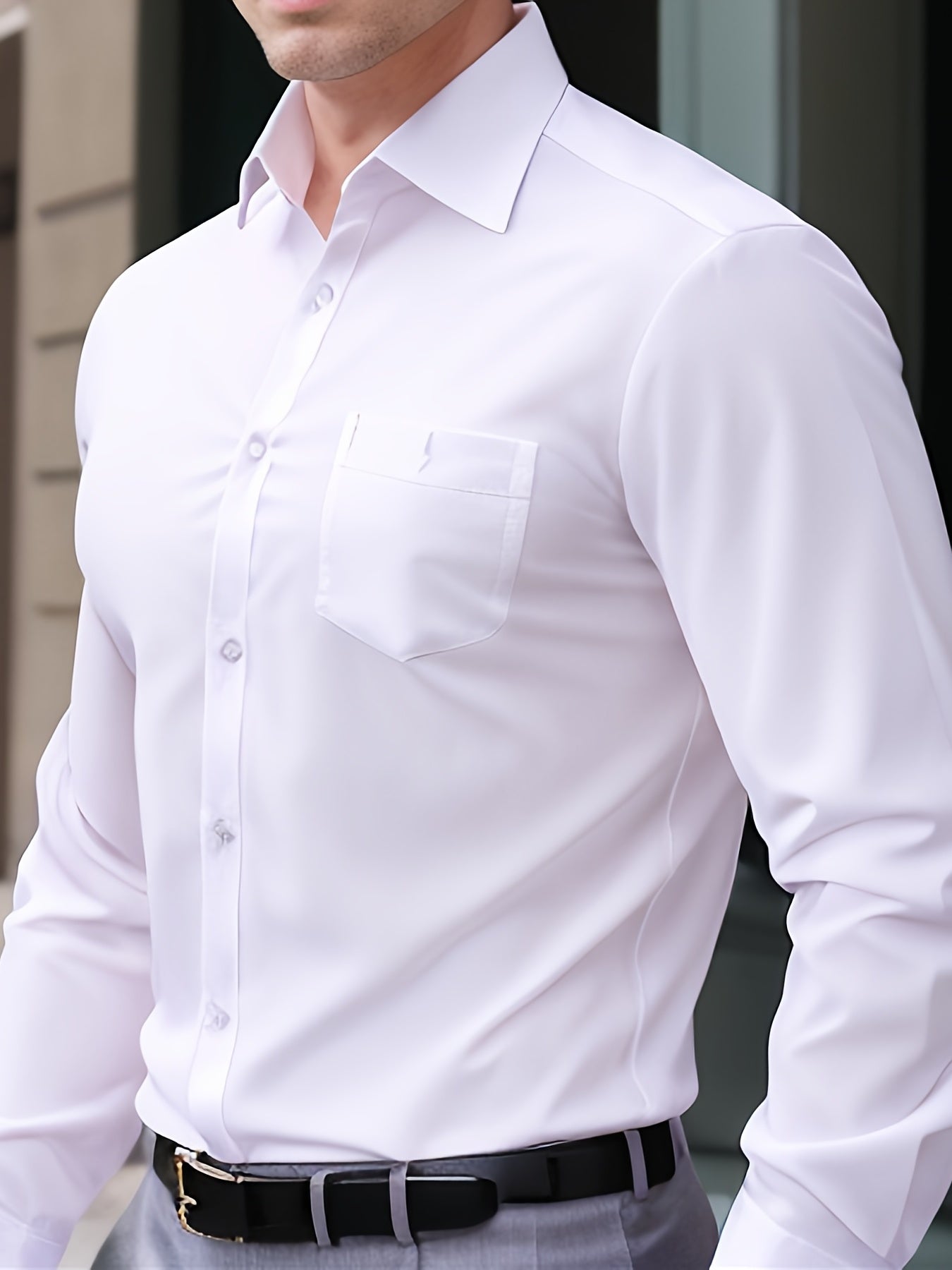 Men's Stylish Button Down Fit Lapel Dress Shirt - Perfect for Any Occasion!