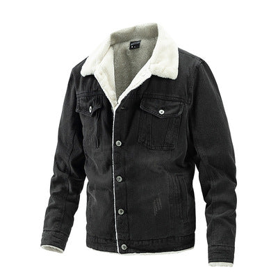 Foruwish - Kayce Dutton Blue Denim Jacket Winter Plus Fleece Warm Jacket Sherpa Lined Turn Down Collar for Cowboy