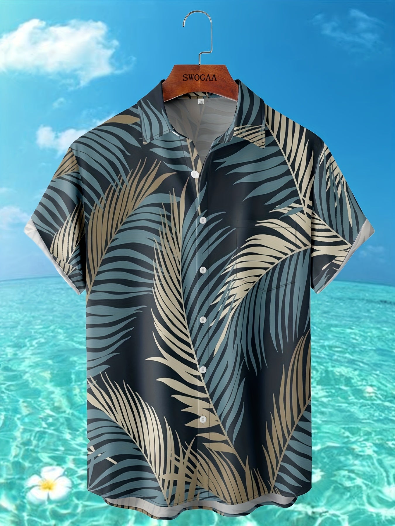 Coconut Print Men's Short Sleeve Shirt - Hawaiian Style Casual Wear