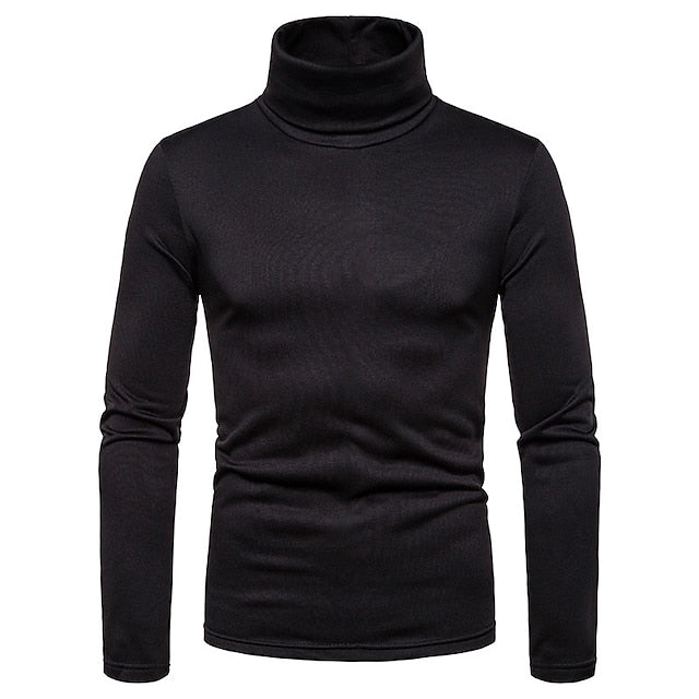 Men's T shirt Tee Turtleneck shirt Long Sleeve Shirt Rolled collar Casual Long Sleeve Clothing Apparel Distressed Essential