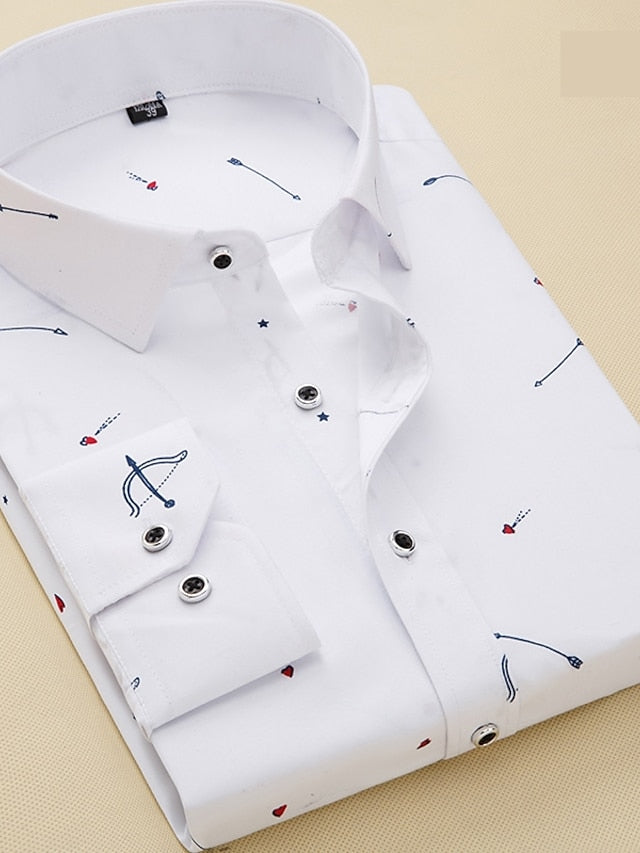 Men's Dress Shirt Button Down Shirt Collared Shirt French Cuff Shirts White Navy Blue Blue Long Sleeve Geometric Square Neck Wedding Work Clothing Apparel