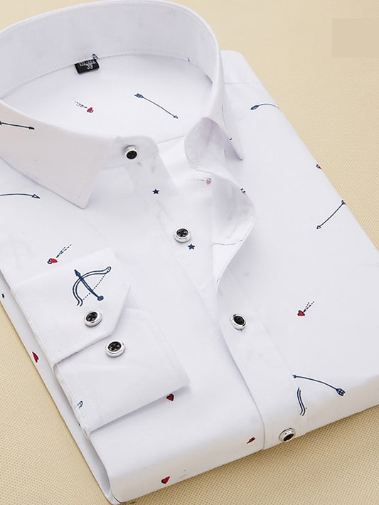 Men's Dress Shirt Button Down Shirt Collared Shirt French Cuff Shirts White Navy Blue Blue Long Sleeve Geometric Square Neck Wedding Work Clothing Apparel