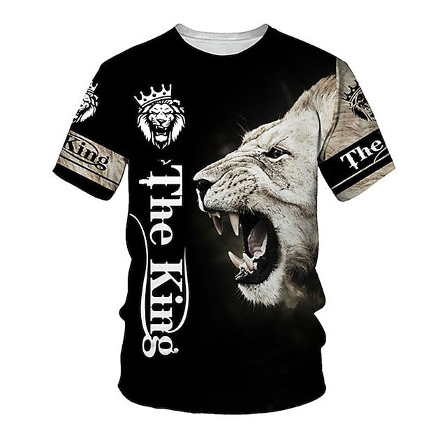 Men's Unisex T shirt Tee Tiger Graphic Prints Crew Neck Black-White Silver+golden Gold + Black Black Yellow 3D Print Outdoor Street Short Sleeve Print Clothing Apparel Sports Casual Big and Tall