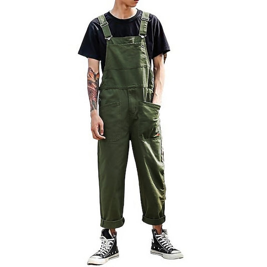 Men's Cargo Pants Trousers Work Pants Overalls Jumpsuit Multi Pocket Plain Comfort Breathable Ankle-Length Daily Streetwear Stylish Black Green Micro-elastic