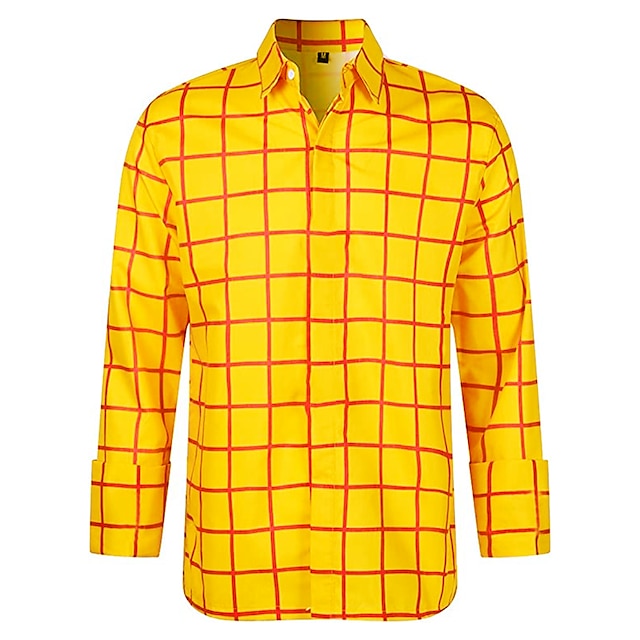 Men's Shirt Yellow Navy Blue Orange Long Sleeve Plaid Turndown Spring &  Fall Party Work Clothing Apparel Button-Down